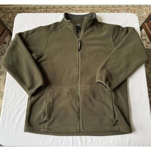 L.L. Bean Olive Green Fleece Jacket with Zip Pockets XL